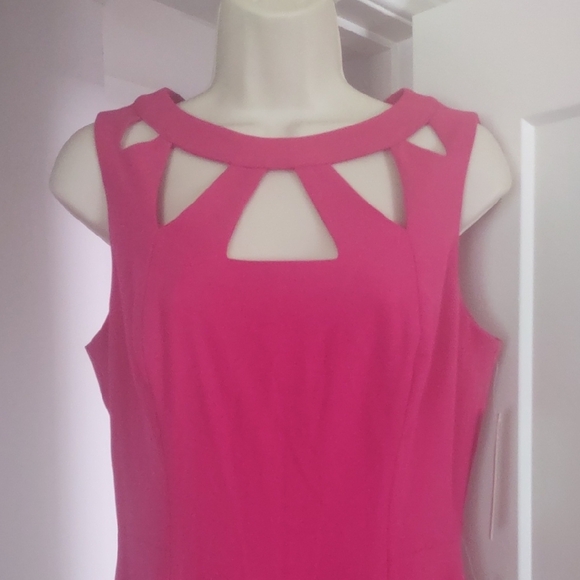 Eliza J Fuchsia Cutout Midi Dress - Size 8 - Picture 4 of 9